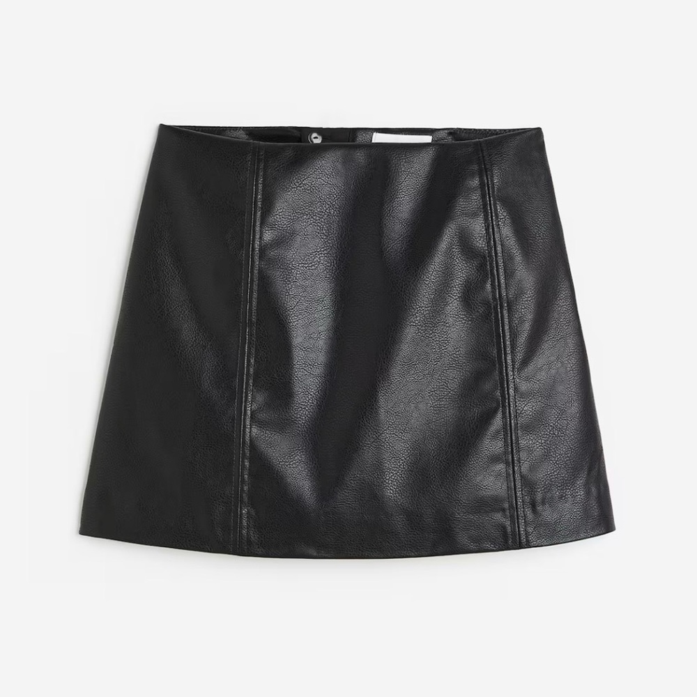 H&M Black Faux Leather Mini Skirt